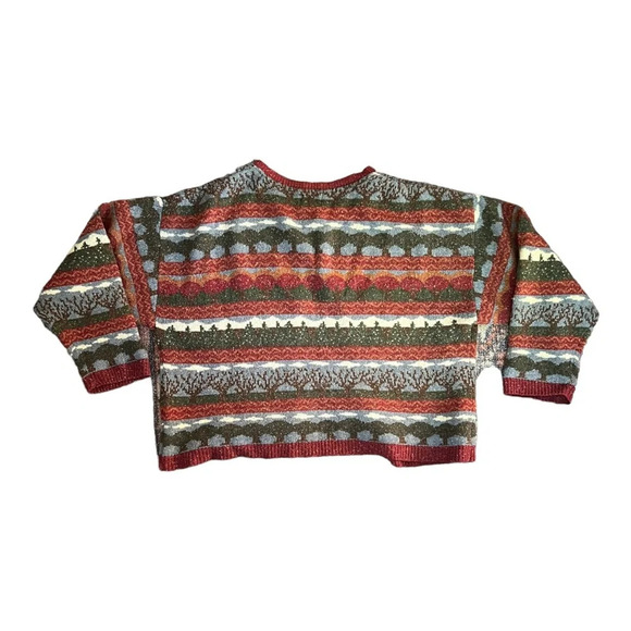 Vintage Fair Isle Knit Sweater Cardigan | Cottagecore Cozy Layers XL Cabin - Picture 2 of 4